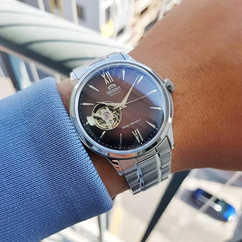 Orient Bambino Open Heart Brown Dial Men's Watch- RA-AG0027Y